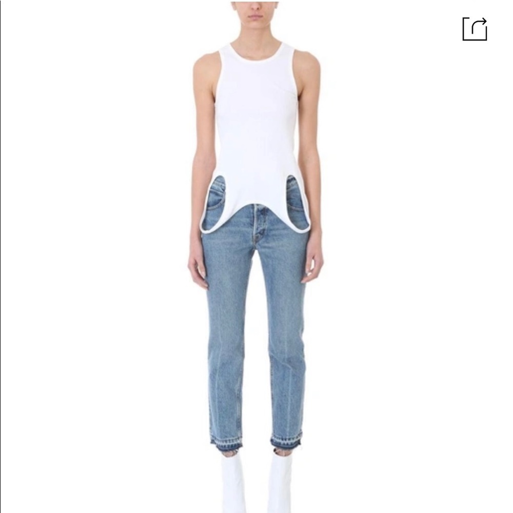 Helmut Lang White Sculptural Hem Tank Top